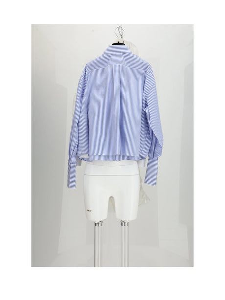 Celine CROPPED SHIRT - Craie/Bleu Ciel