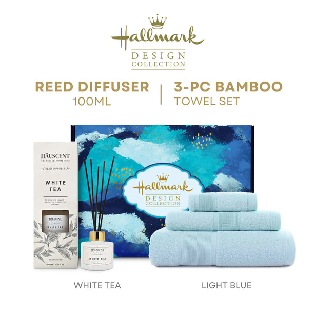 DBS Buy 1 Get 1 Promo Hallmark Bamboo 3-pc Towel + Diffuser Set