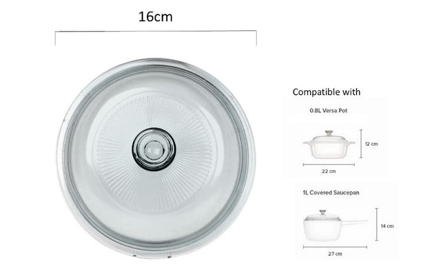 CORNINGWARE Clear Glass Cover Lid 16cm