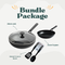 KitchenAid Classic Black 28cm Wok with Cover + 24cm Frypan + KitchenAid 2pcs Turner and Spoon - Black