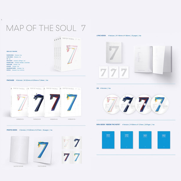 BTS - Map of the Soul : 7 Album Set Version 1+2+3+4 (International Shipping)