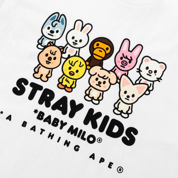 BAPE X Stray Kids Family Milo T-Shirt WHITE (International Shipping)