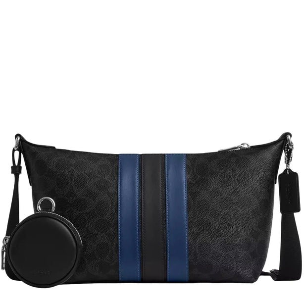 Coach Small Finn Crossbody Bag With Pouch In Signature Canvas With Varsity Stripe - Black Multi CDC62