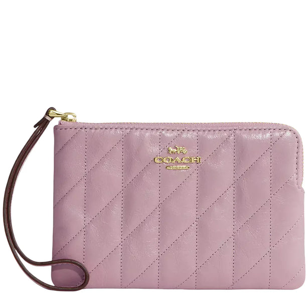 Coach Corner Zip Wristlet With Quilting - Carnation CEF80