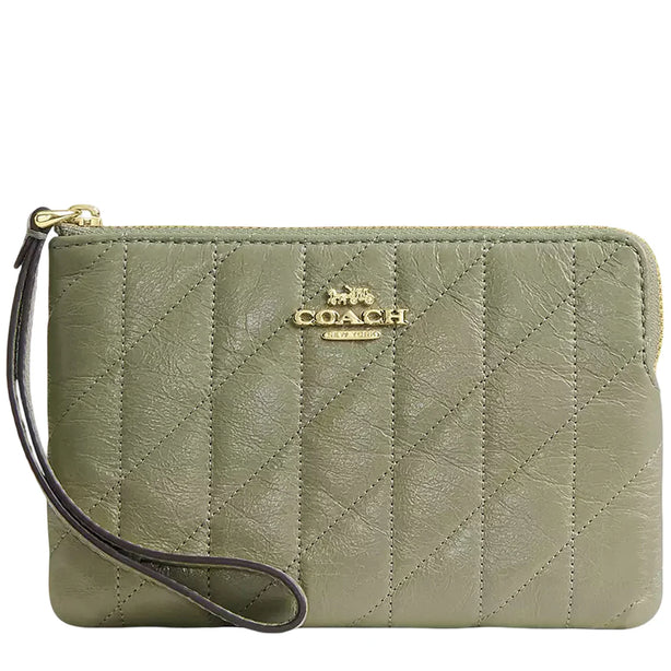 Coach Corner Zip Wristlet With Quilting - Pistachio CEF80