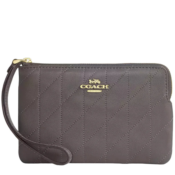 Coach Corner Zip Wristlet With Quilting - Slate CEL99