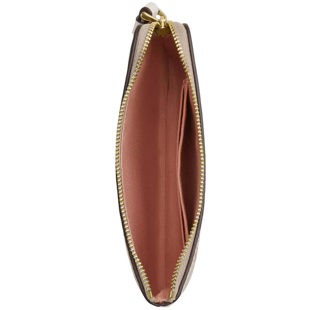 Coach Corner Zip Wristlet In Signature Canvas With Floral Print - Sand Multi CAR20