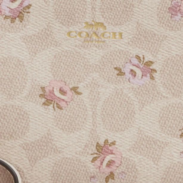 Coach Corner Zip Wristlet In Signature Canvas With Floral Print - Sand Multi CAR20