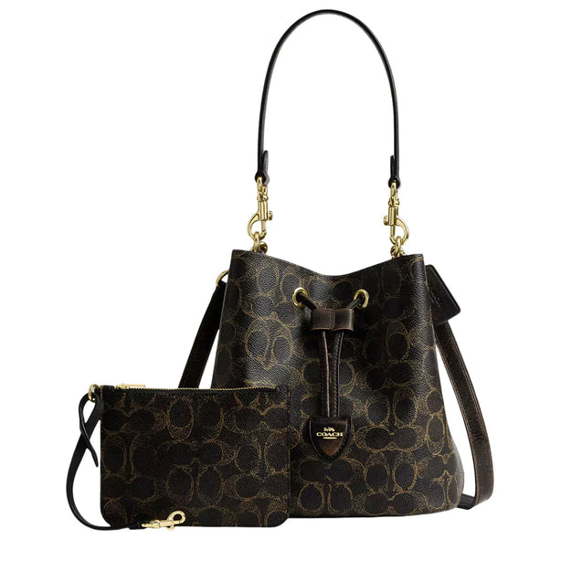 Coach Rowan Bucket Bag In Loved Signature Canvas With Charms - Brown CDY21