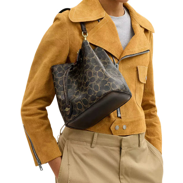 Coach Rowan Bucket Bag In Loved Signature Canvas With Charms - Brown CDY21