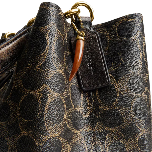 Coach Rowan Bucket Bag In Loved Signature Canvas With Charms - Brown CDY21