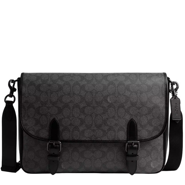 Coach Hitch Messenger Bag In Signature Canvas Bag - Charcoal CAH92