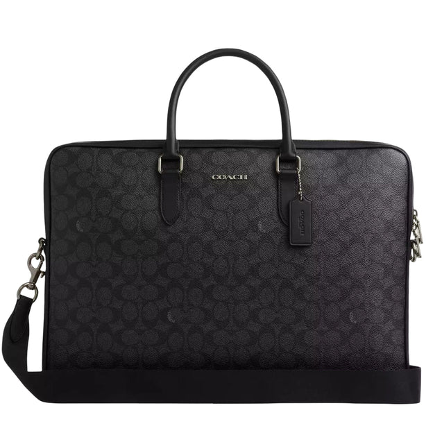Coach Ethan Large Brief Bag In Signature Canvas - Charcoal/ Black CCF56