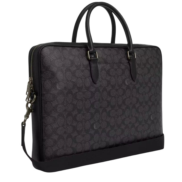 Coach Ethan Large Brief Bag In Signature Canvas - Charcoal/ Black CCF56