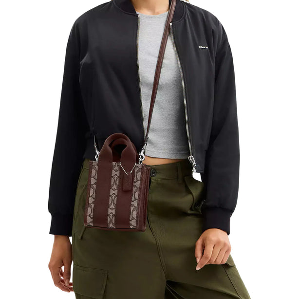 Coach Smith Mini Tote Bag In Signature Jacquard - Oak/ Maple CCL75