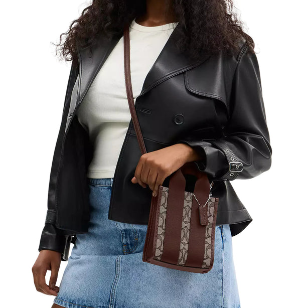 Coach Smith Mini Tote Bag In Signature Jacquard - Oak/ Maple CCL75