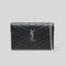 SAINT LAURENT YSL Matelasse Envelope Chain Wallet In Grain De Poudre Embossed Leather Black/Silver RS-857605BOW02