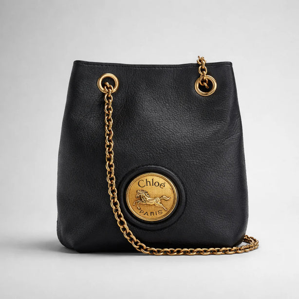CHLOE Horse Medal Mini Bucket Bag Black RS-CH26SP582O37001