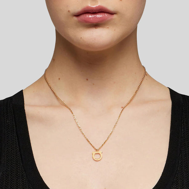 FERRAGAMO Collar Gancini Necklace Gold Color(L) RS-696658