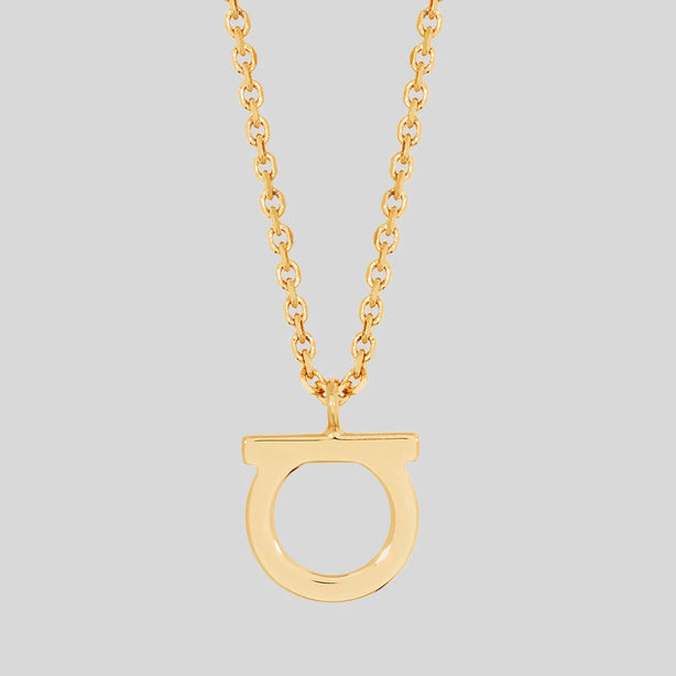 FERRAGAMO Collar Gancini Necklace Gold Color(L) RS-696658