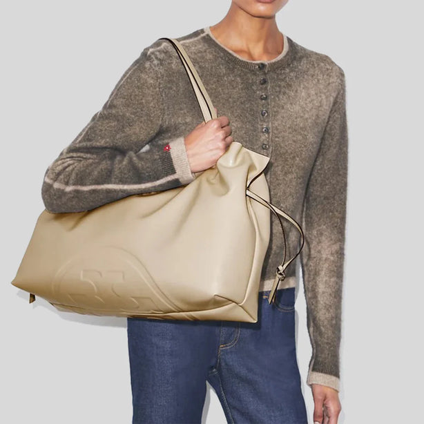 TORY BURCH Ella NATUURA™ Drawstring Tote Light Stone RS-178767