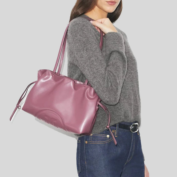 TORY BURCH Small Ella NATUURA™ Drawstring Tote Plum Haze RS-178768