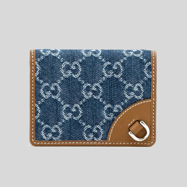 GUCCI GG Emblem Small Wallet Denim/Sundial RS-820692