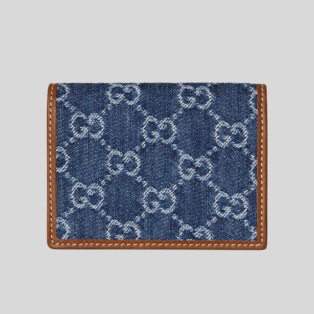 GUCCI GG Emblem Small Wallet Denim/Sundial RS-820692