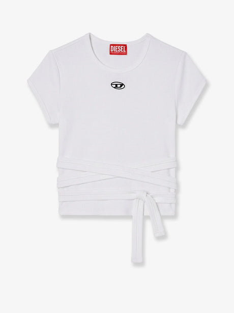 Diesel T-BUNNY-TAIL- S1 cotton T-shirt with tie bands - Bianco