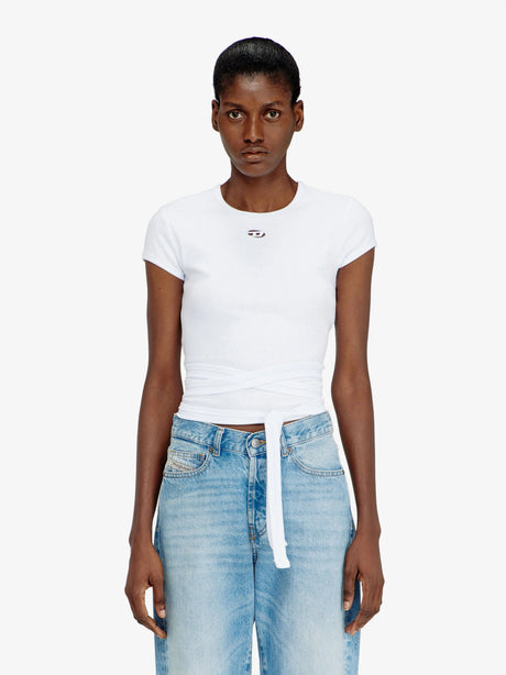 Diesel T-BUNNY-TAIL- S1 cotton T-shirt with tie bands - Bianco
