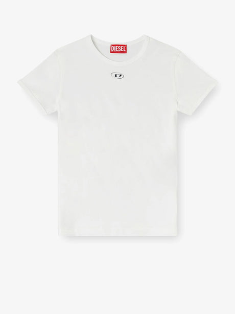 Diesel T-UNCUTIESLONG-OD cotton blend T-shirt - Bianco