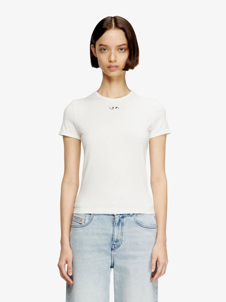 Diesel T-UNCUTIESLONG-OD cotton blend T-shirt - Bianco