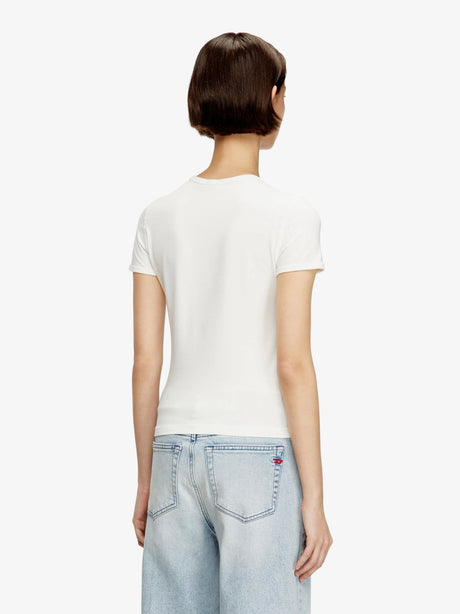 Diesel T-UNCUTIESLONG-OD cotton blend T-shirt - Bianco