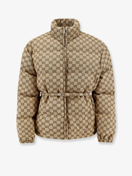 Gucci GG Fabric padded jacket with belt - Camelmix