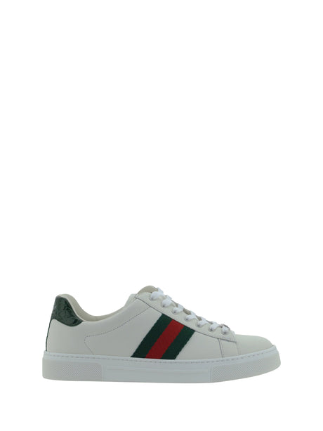Gucci Leather Sneakers - Gr.Whi/Vrv/Green Ace