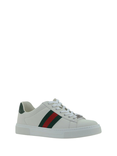 Gucci Leather Sneakers - Gr.Whi/Vrv/Green Ace