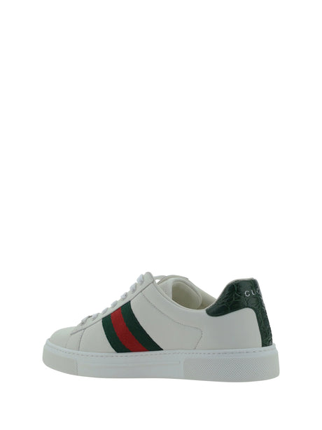 Gucci Leather Sneakers - Gr.Whi/Vrv/Green Ace