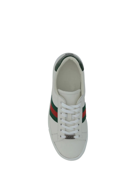 Gucci Leather Sneakers - Gr.Whi/Vrv/Green Ace