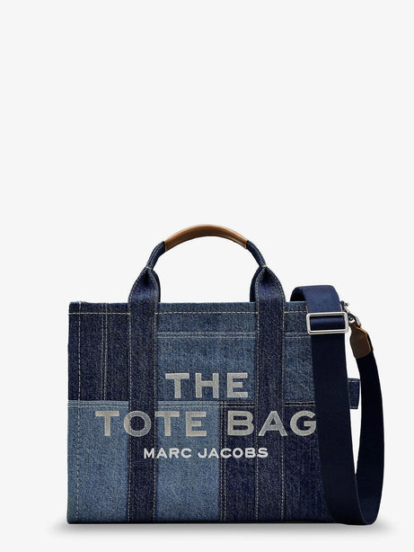 Marc Jacobs The denim Medium handbag with front logo print - Bluedenim