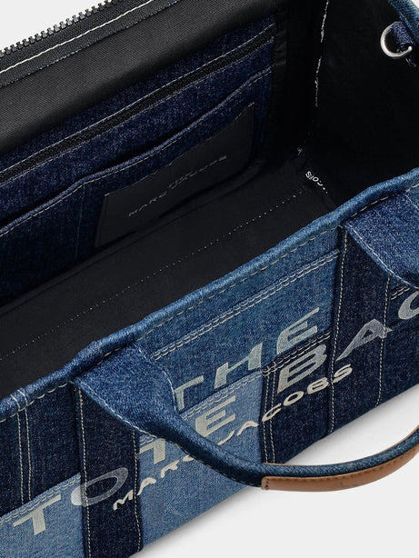Marc Jacobs The denim Medium handbag with front logo print - Bluedenim