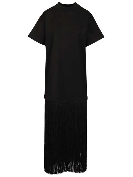 AlaïA Cotton T-Shirt With Fringes - Black