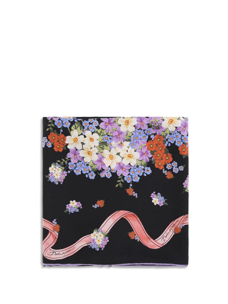 Dolce & Gabbana Silk Scarf with floral print - Fiorellini F.Nero