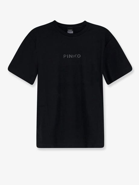 Pinko Cotton T-shirt with front lettering logo - Nero
