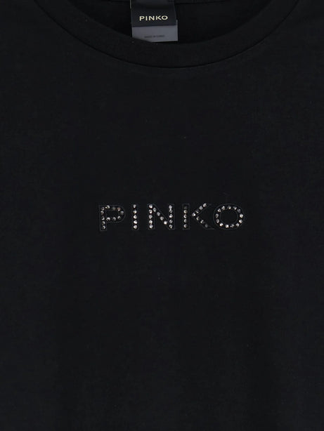 Pinko Cotton T-shirt with front lettering logo - Nero