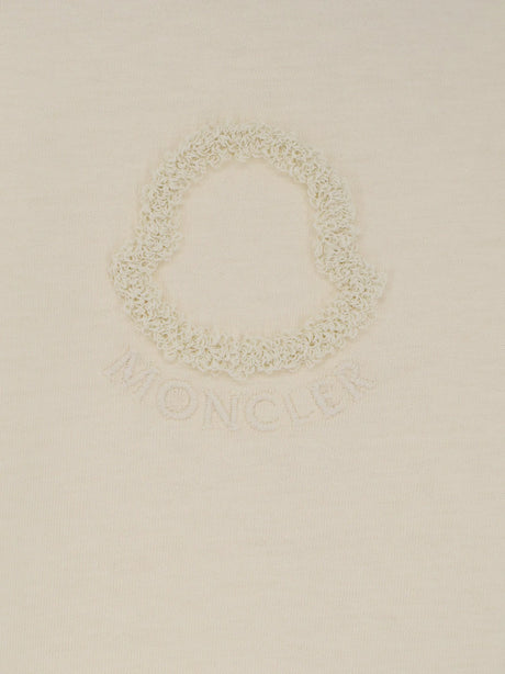Moncler Cotton T-shirt with flocked logo on the front - Bianco