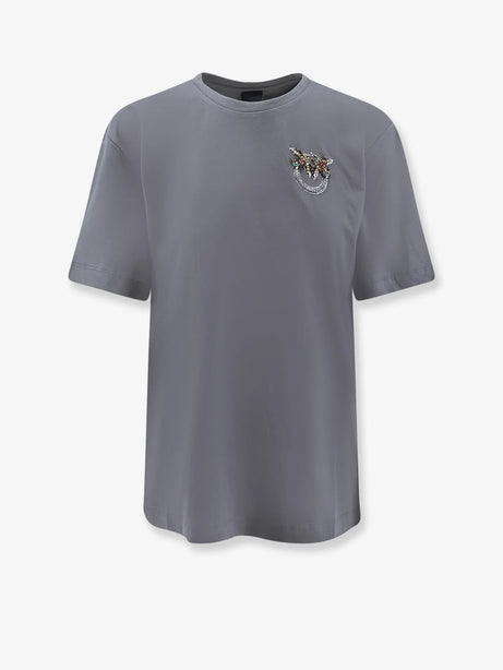 Pinko Cotton T-shirt with Love Birds logo on the front - Grigio