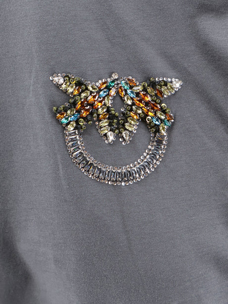 Pinko Cotton T-shirt with Love Birds logo on the front - Grigio