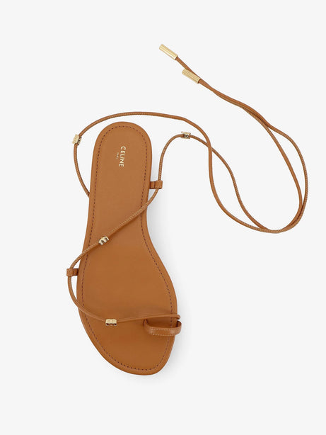 Celine Leather sandals with metal Triomphe logo - Sahara