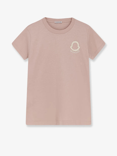 Moncler Cotton T-shirt with flocked logo on the front - Rosa