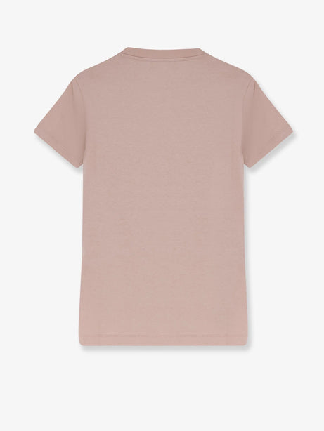 Moncler Cotton T-shirt with flocked logo on the front - Rosa